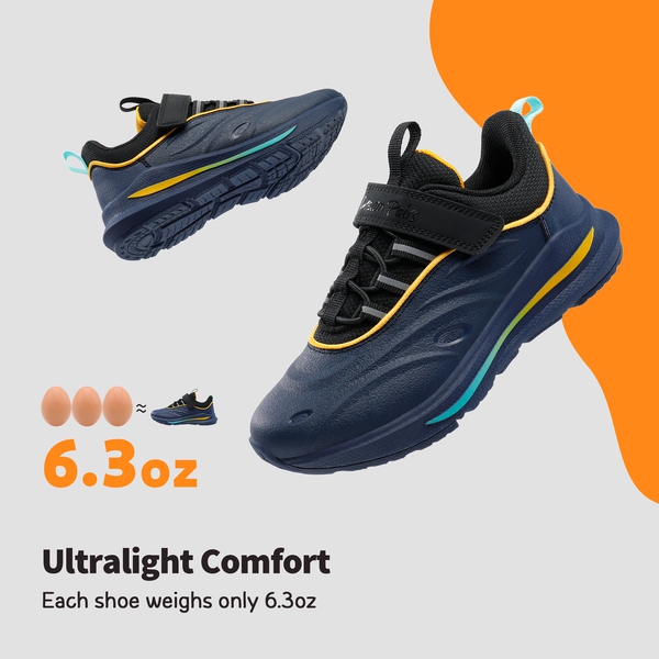 [DuraPlay Flex] Kids Protective High-Density Upper Running Shoes with Reflective Tape - DARK BLUE BLACK - 4